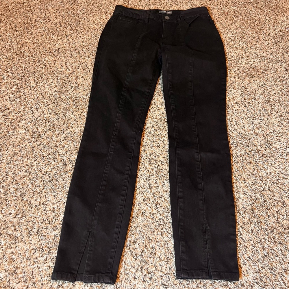 Kate & Mallory Black Denim Pants Split Hemβ Stretch Casual Career Size 2